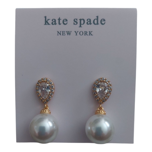 NWOB Kate Spade Gold and Silver Crystal Pearl Earrings - Picture 1 of 3
